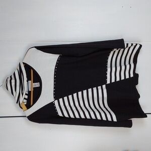 Alfred Dunner Womens Black/White Color Block Sweater Mod Artsy Sz.1X